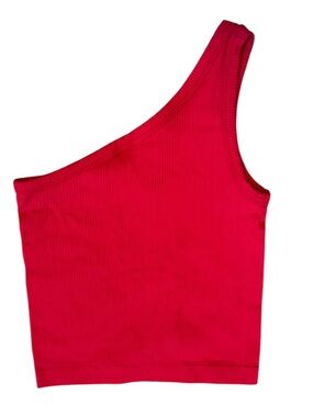 Fornia Seamless Ribbed One Shoulder Crop Top Tank Red Women Size S/M NWOT Fitted